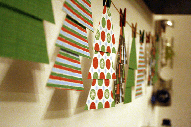 Christmas Scrapbook Paper Tree Garland DIY