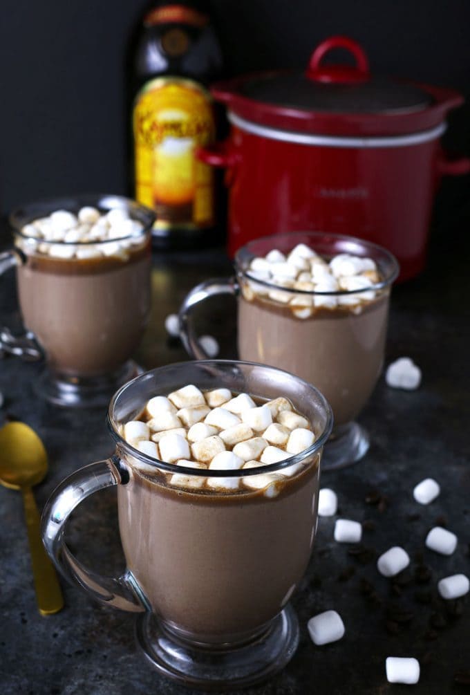 Slow Cooker Kahlua Hot Chocolate - Winter Cocktail and Dessert Combo