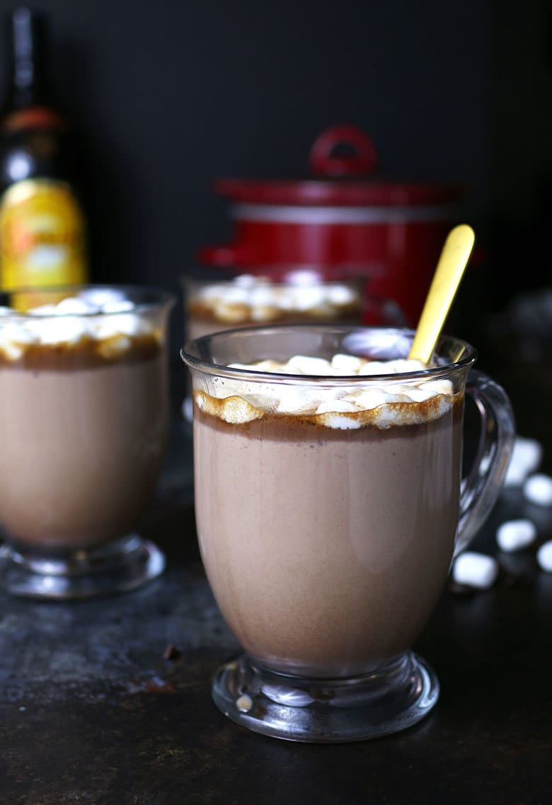 Slow Cooker Kahlua Hot Chocolate - Winter Cocktail and Dessert Combo