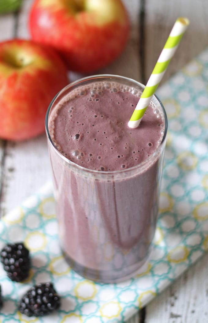 blackberry smoothie with apple juice and cocoa