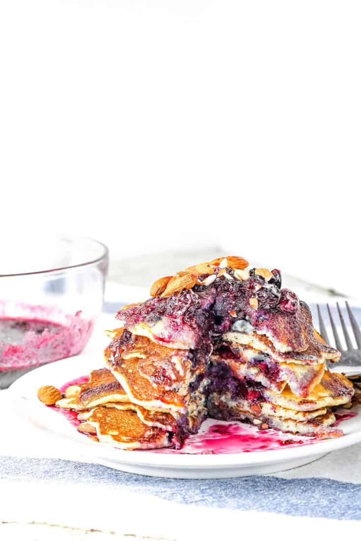 Blueberry Almond Pancakes - Honey and Birch