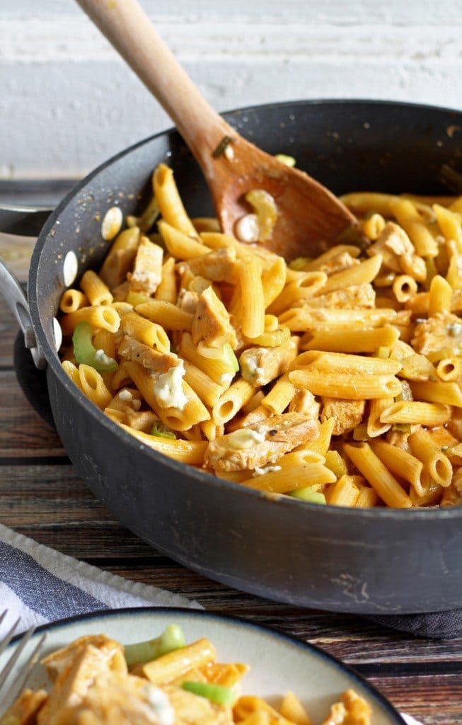 One Pot Buffalo Chicken Pasta » The Thirsty Feast by honey and birch