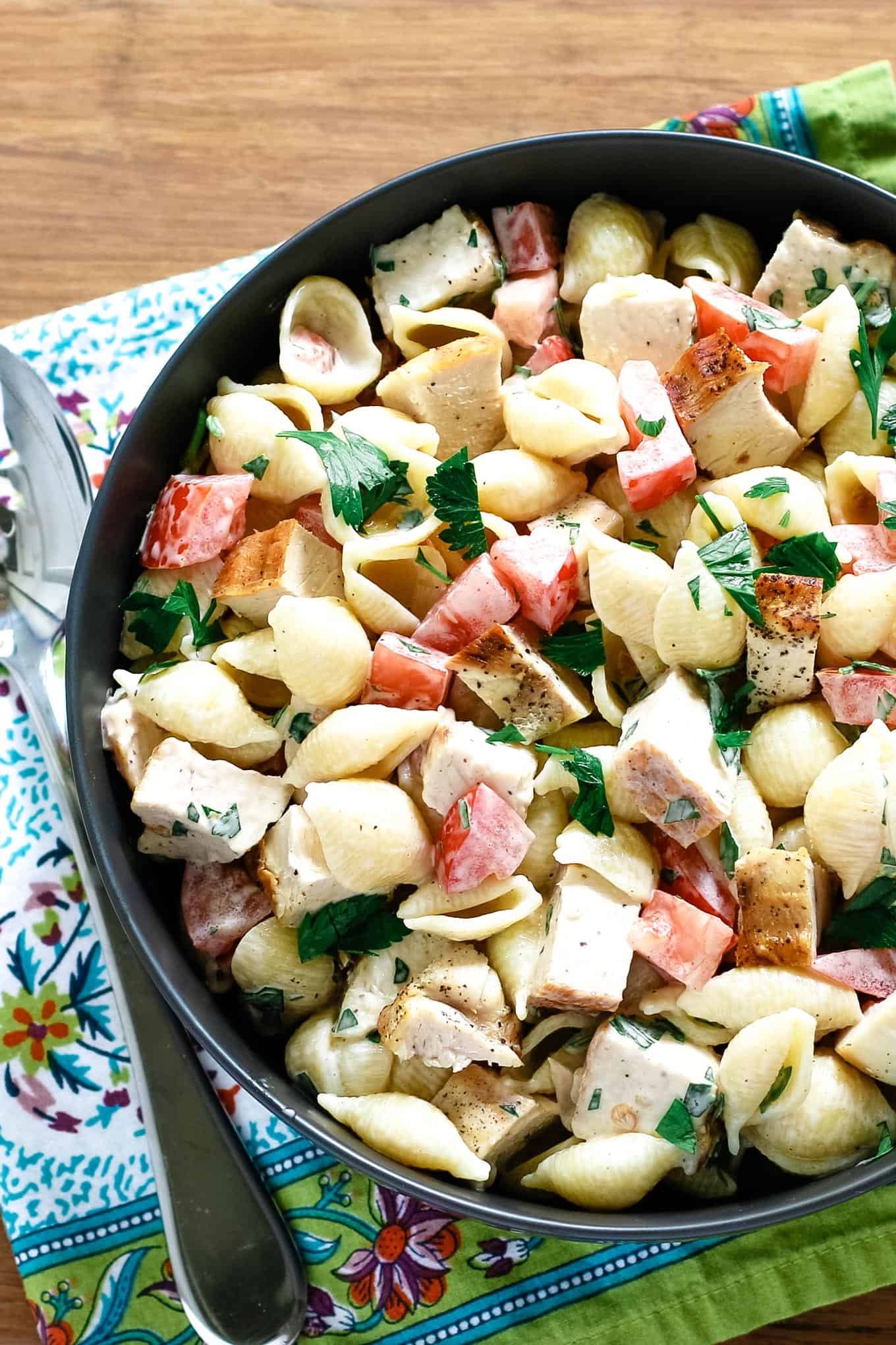 Grilled Chicken Ranch Pasta Salad » The Thirsty Feast