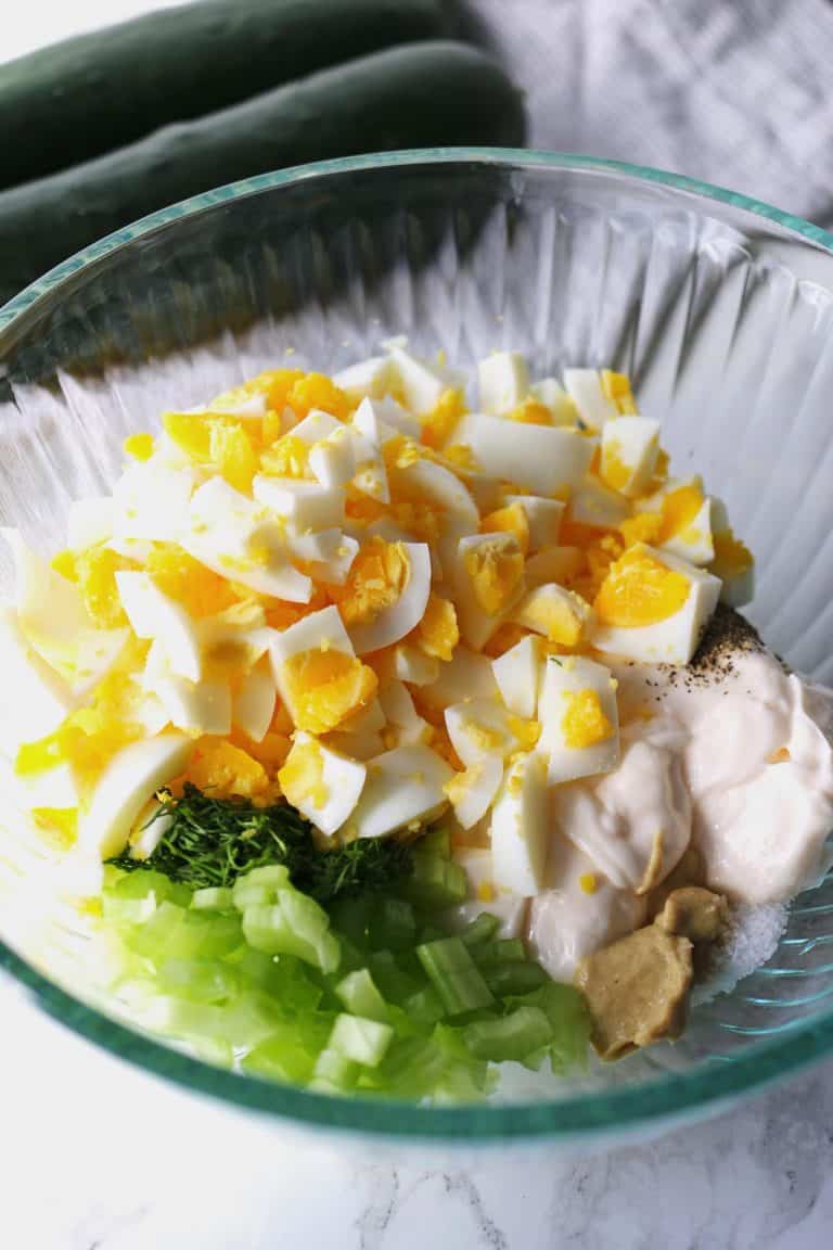 Egg Salad Cucumber Canapé - Vegetarian Appetizer » Honey and Birch