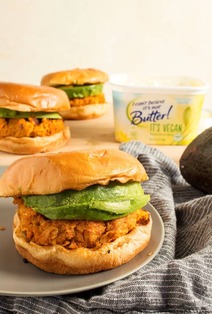 These Vegan Sweet Potato Garbanzo Bean Burgers are easy to make and great for summer parties. Or use a grill pan and make them year-round!