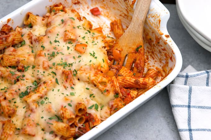 Chorizo Rigatoni Casserole Recipe - Honey and Birch