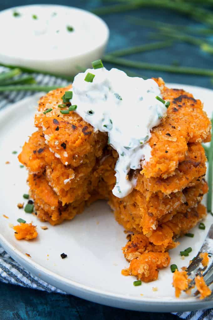 Best Sweet Potato Pancake Recipe with Chive Sauce