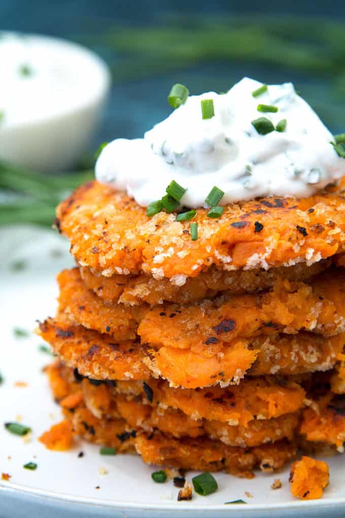 Best Sweet Potato Pancake Recipe with Chive Sauce