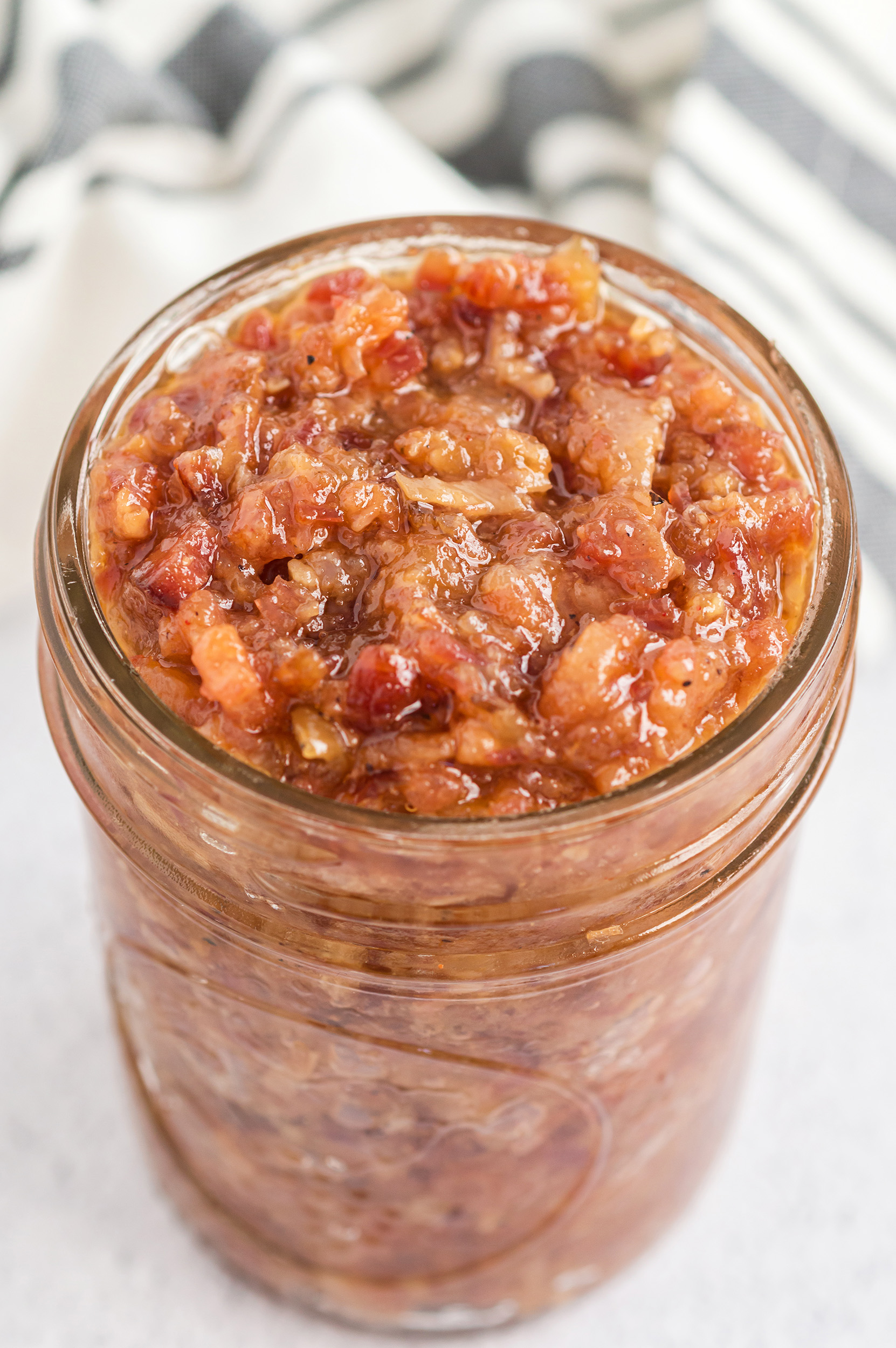 mason jar completely full of bacon jam